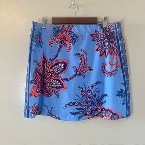 Gretchen Scott Womens Blue Orange Floral Skort Skirt Stretch Pockets Size XL